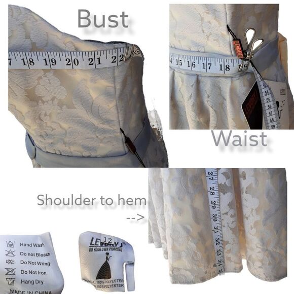 Levory J NWT Cream with Grey Lace Covering. Prom Dress. Size 12 - Picture 3 of 3